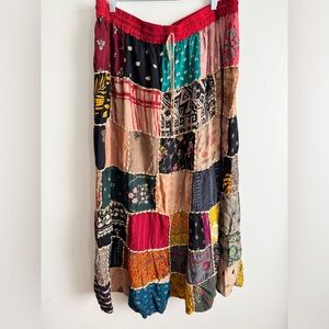 Ana & Rose Patchwork Boho Maxi Skirt 2X Cotton Earthy 100% cotton hippie